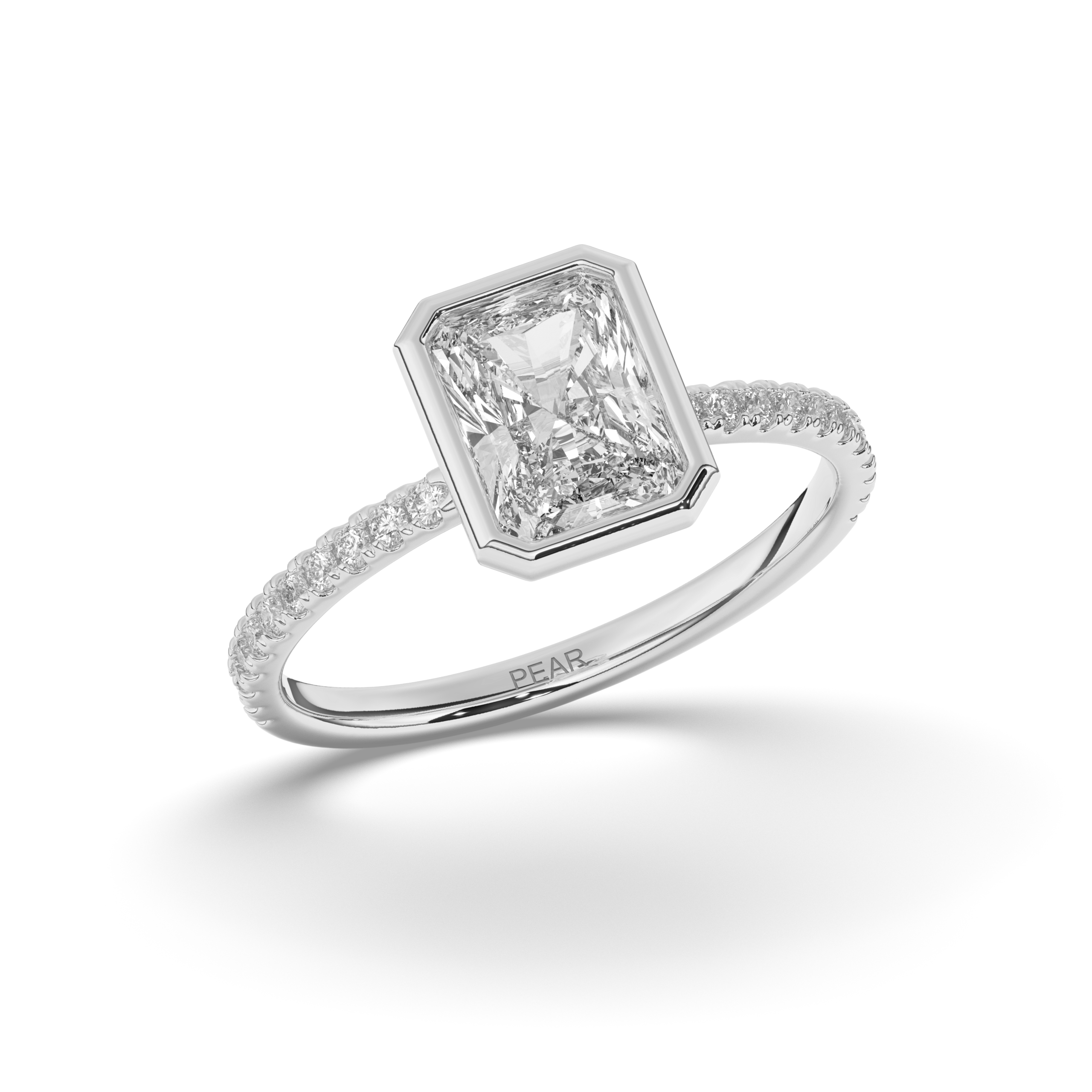 Radiant Lab-Grown Diamond Ring in Bezel Setting - Pear Jewels